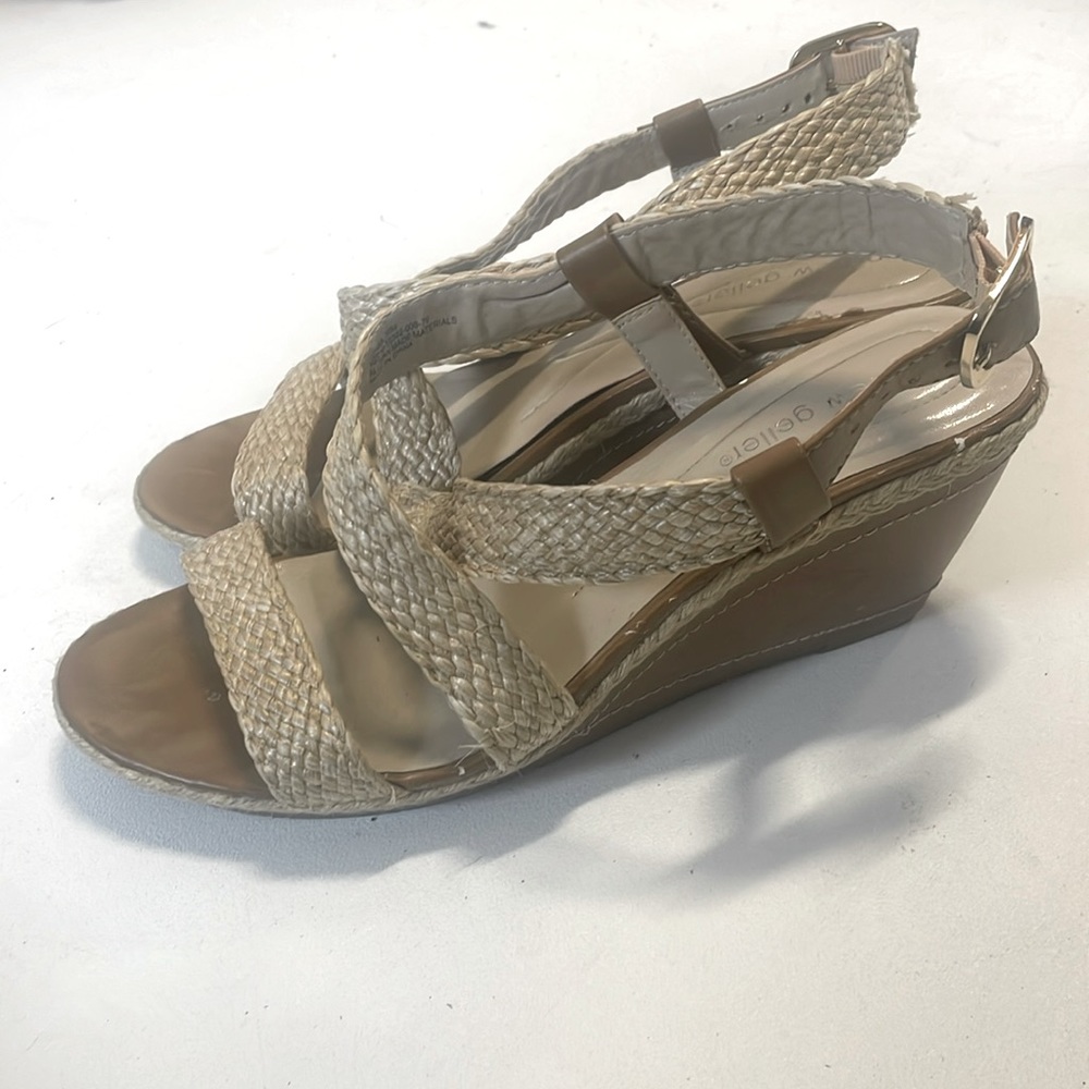 Andrew Geller wedge sandals size 10 neutral tan brown